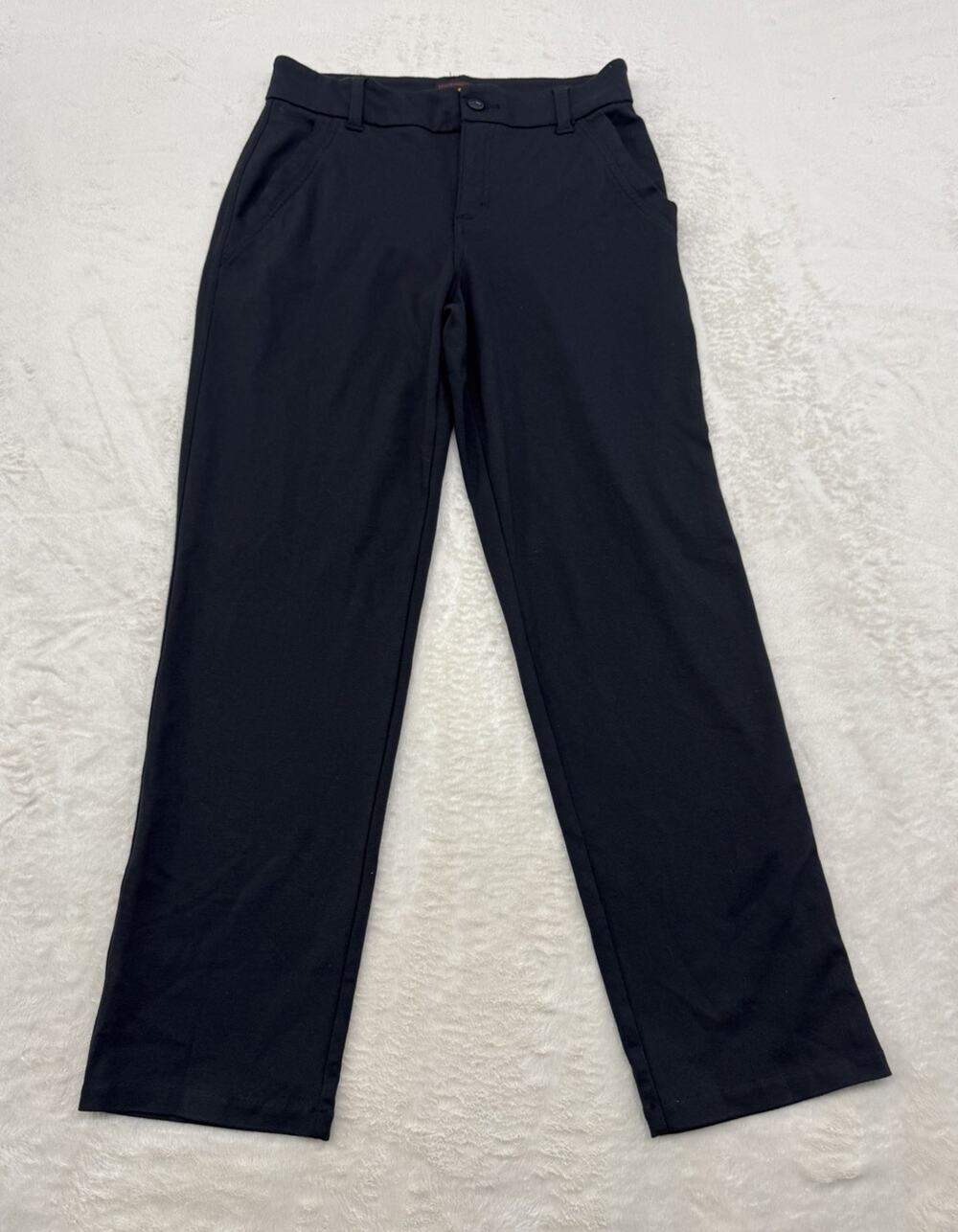 Lee Black Mid-Rise Flat Front Straight Leg Trouser Pants Women's Size 4 Medium